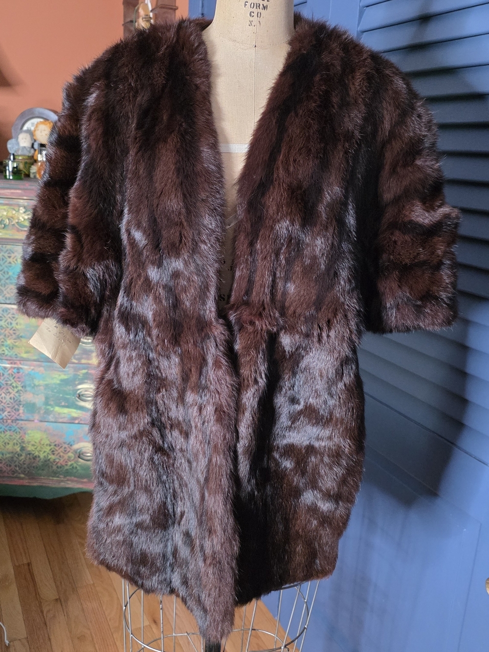 Vintage Genuine Mahogany Mink Fur Stole Wrap Capelet OS